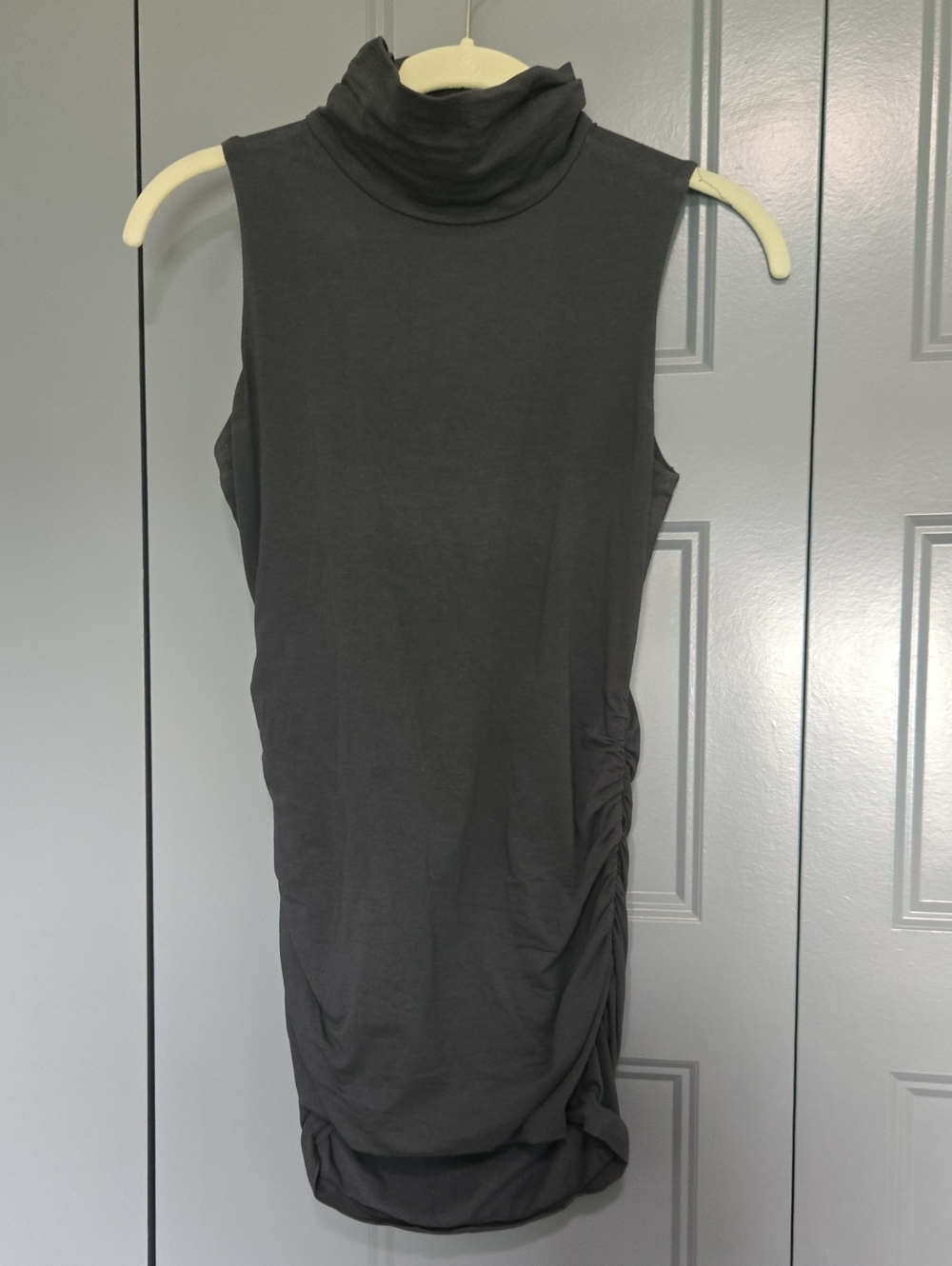 Ruff Hewn Sleeveless Turtleneck Tank Top - Charcoal Gray